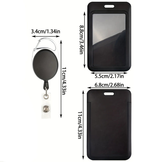 1/2set card holder ID Badge Holder with Heavy Duty Carabiner Reel Clip Set Retractable Vertical Holders Women Men