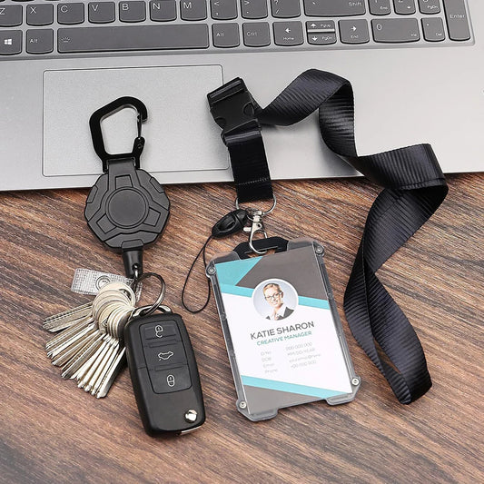 1/2pcs Retractable Badge Holders Keychain Strap ID Badge Reel Strap Steel Retractable Rope Multifunctional Outdoor Card Holder